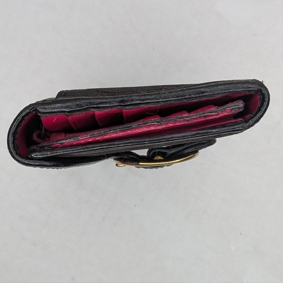 Vintage Coach Bleecker Black Signature Jacquard Canvas & Leather Buckle Wallet - Picture 4 of 14